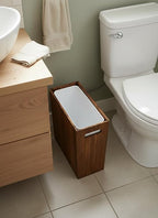 3 Gallon Wooden Trash Can with Liner, Small Solid Wood Bathroom Trash Can - Image 2