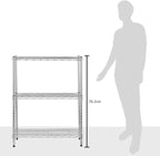 Amazon Basics 3-Shelf Adjustable Heavy Duty Steel Wire Shelving Rack with Chrome Finish, No-Tool Assembly, 250 lbs per Shelf, 23.2" L x 13.4" W x 30" H - Image 7