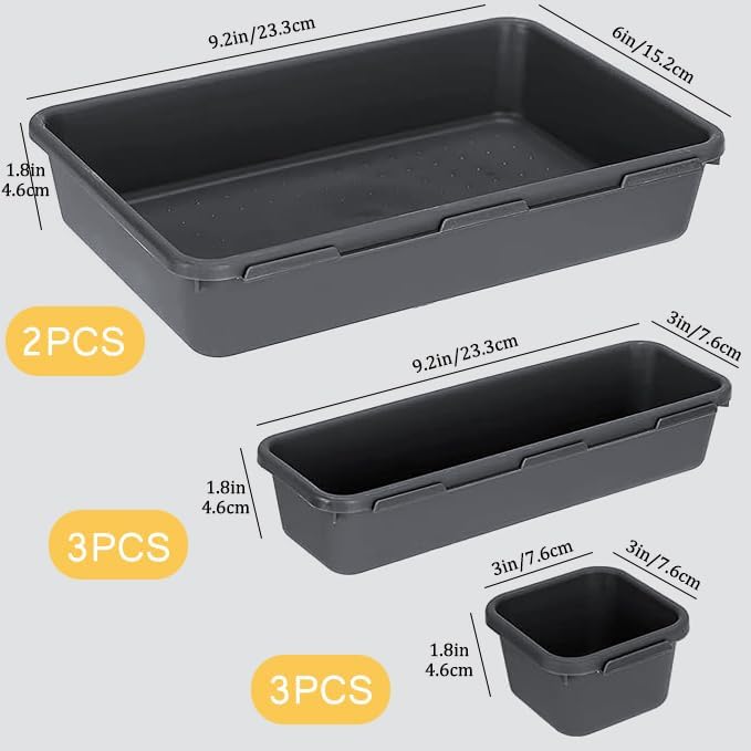 8PCS Plastic Interlocking Drawer Organizer, 3 Sizes Versatile Desk Drawer - Image 2