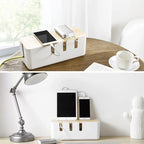 Cable Management Box by Baskiss, Wood Lid, Wire Organizer - Image 6