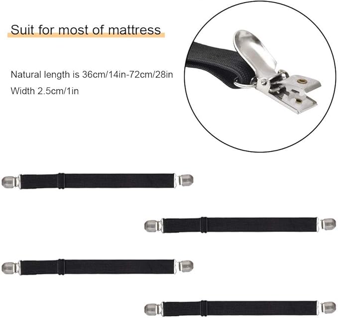 4Pcs Adjustable Bed Sheet Straps Clips, Elastic Mattress Sheet Fasteners Holder - Image 4