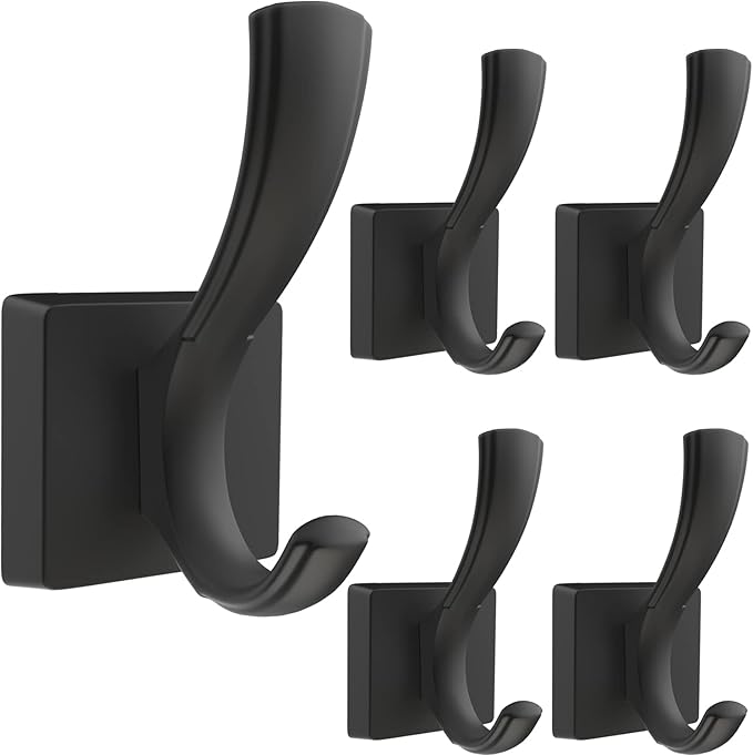 Black Towel Hooks Coat Hook, Towels Robe Holder by TOFIIGREM
