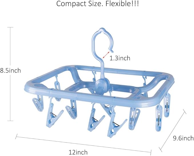Small Clip & Drip Hanger 2-Pack, 12 Clips & 360 Rotatable Hook, Drying Hanger - Image 3