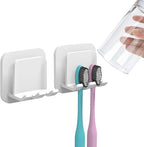 2 PCS Self-Adhesive Toothbrush Holders Wall Mounted, Water Proof Toothbrush Hook by LUEXBOX