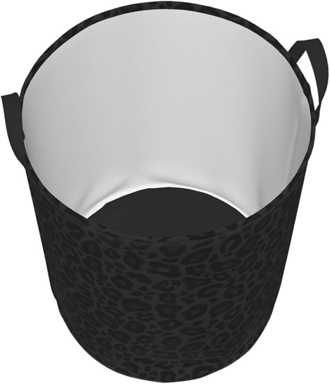 Black Leopard Print Laundry Hamper Bag - Image 2