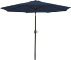 Sunnydaze Outdoor Patio Umbrella - Polyester Table Market Umbrella with Push-Button Tilt and Crank - 8 Sturdy Ribs - Navy Blue - 9ft - Image 10
