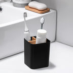 Bamboo Toothbrush Holder for Bathrooms, 3 Slots Toothbrush and Toothpaste - Image 2