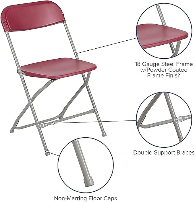 Flash Furniture Hercules™ Series Plastic Folding Chair - Red - 2 Pack 650LB Weight Capacity Comfortable Event Chair - Lightweight Folding Chair - Image 6