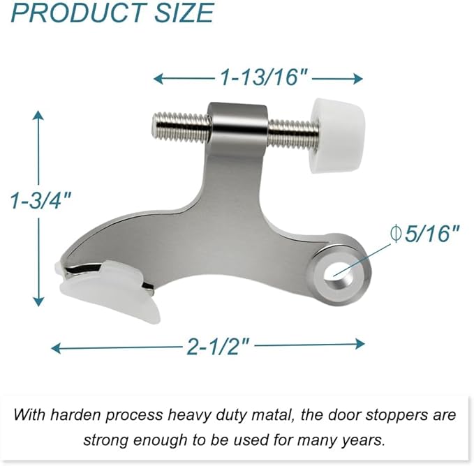 20 Pack Hinge Pin Brushed Nickel Door Stopper, Adjustable Heavy Duty Hinge Pin - Image 3