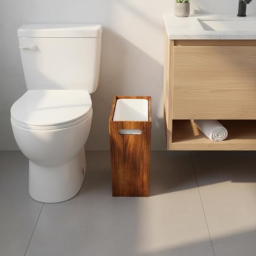 3 Gallon Wooden Trash Can with Liner, Small Solid Wood Bathroom Trash Can - Image 7