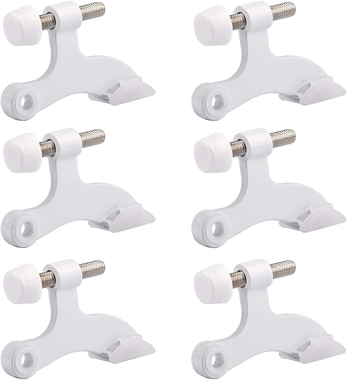 HOMOTEK 6 Pack Hinge Pin White Door Stopper, Adjustable Deluxe Heavy Duty Door by HOMOTEK