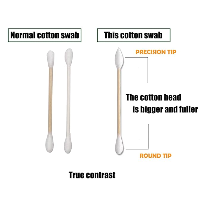 Thick Cotton Swabs, XL Size Natural Bamboo Cotton Buds, Precision & Round Tip - Image 2