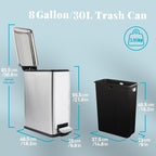 8 Gallon Trash Can, Stainless Steel Kitchen Trash Can - Image 5