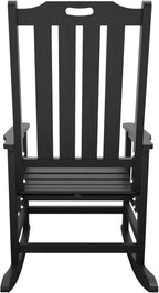 Oversized Rocking Chair Set of 4, Outdoor Rocking Chair for Adults, All Weather Resistant Porch Rocker for Lawn Garden, Black - Image 6