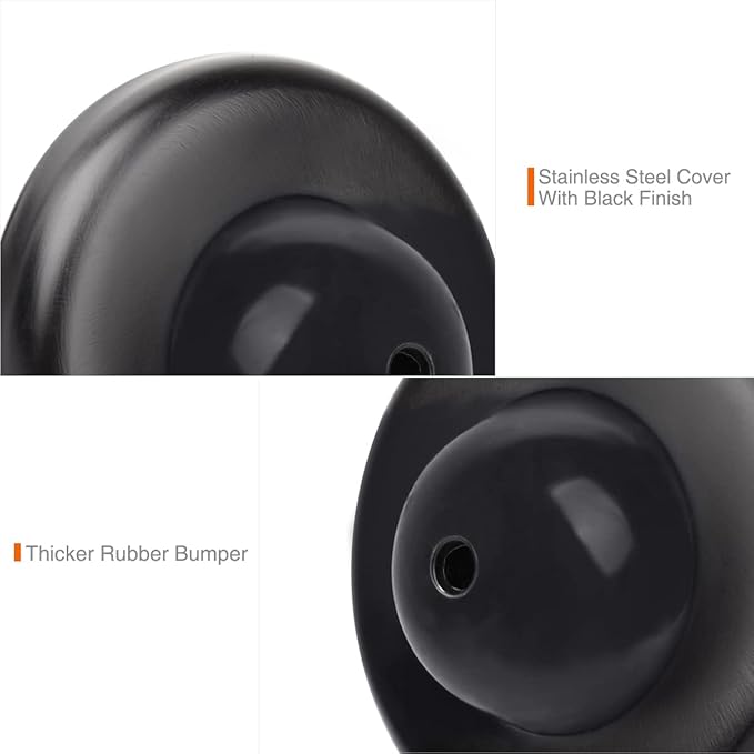 5 Pack Convex Wall Door Bumper Stop Black – 2-1/2” Outside Diameter Stainless - Image 3