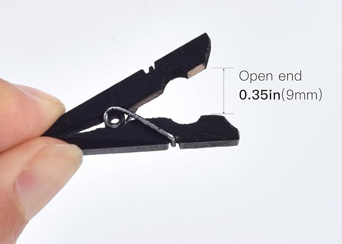 iKammo Black Wood Clothespins Mini Colored Natural Wooden Clips Photo Clips - Image 4