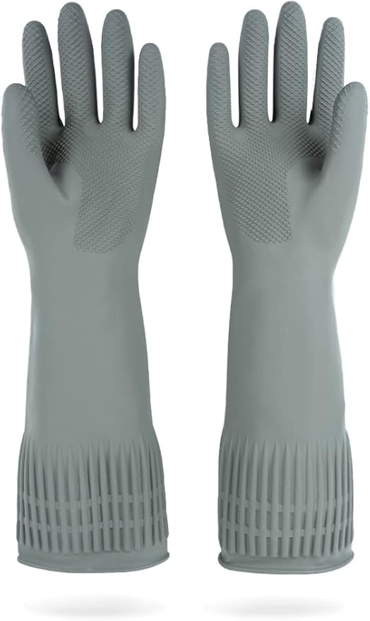 MAMISON Reusable Household Dishwashing Cleaning Rubber Gloves, Non-Slip Kitchen by DABOGOSA