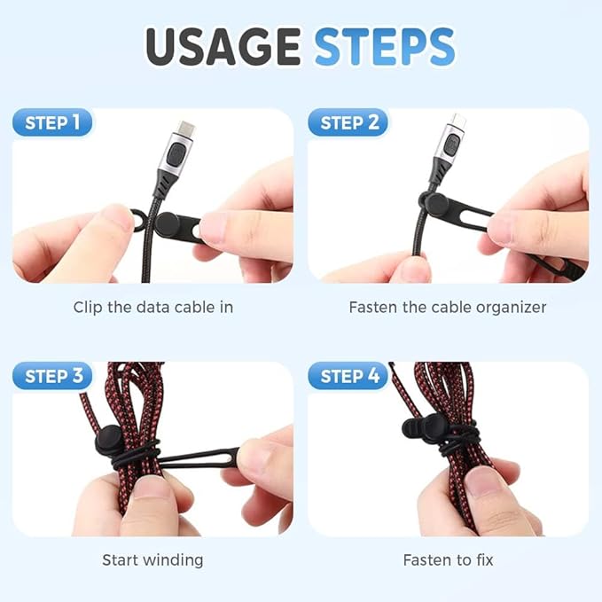 Silicone Cable Organizer Management, Reusable Cable Ties, Cord Holder Charger - Image 5