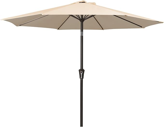 MEWAY 9ft Patio Umbrella Outdoor Table Umbrellas with Push Button Tilt and Crank, Market Umbrella 8 Sturdy Ribs for Deck, Garden, Pool and Backyard, Cream Beige by MEWAY