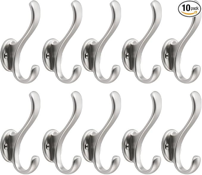 khtumeware Satin Nickel Coat Hooks 10 Pack Hardware Towel Hooks by khtumeware