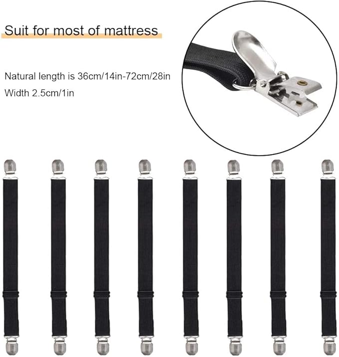 8Pcs Adjustable Bed Sheet Straps Clips, Elastic Mattress Sheet Fasteners Holder - Image 4
