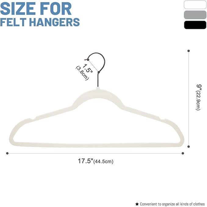 HOUSE DAY White Velvet Hangers 60 Pack, Non Slip Felt Hanger, Slim Velvet - Image 8