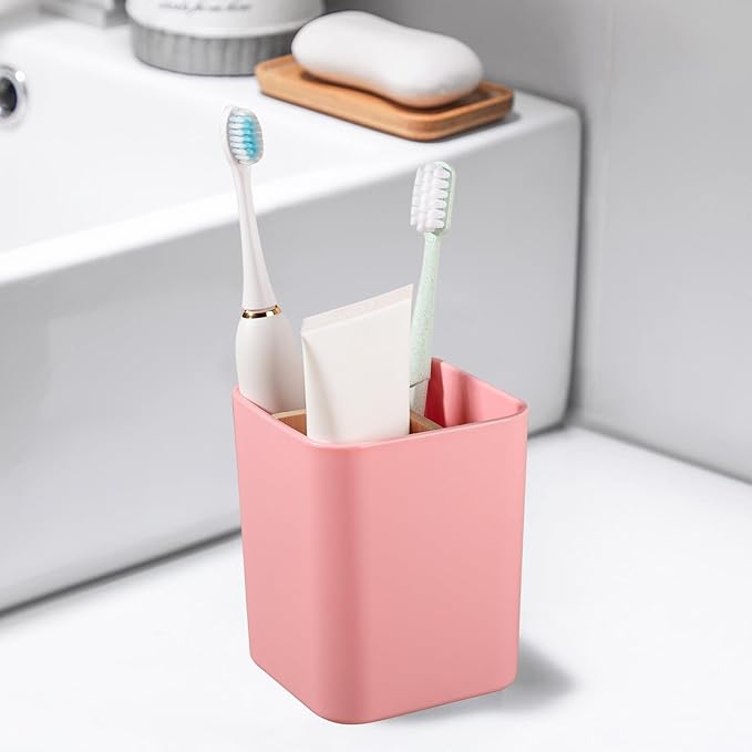 Bamboo Toothbrush Holder for Bathrooms, 3 Slots Toothbrush and Toothpaste - Image 2