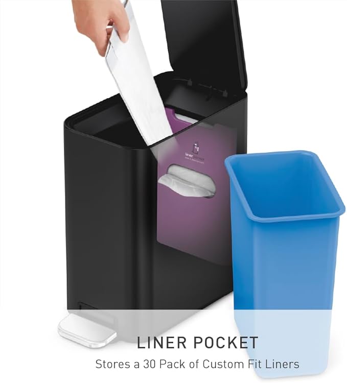 simplehuman 5L Slim Bathroom Trash Can - Image 4