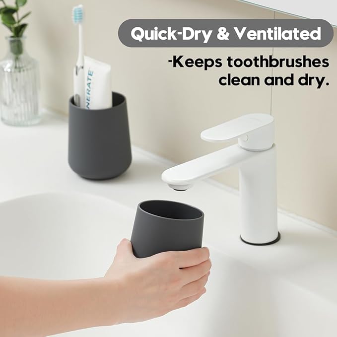 Matte Gray Toothbrush Holder for Electric Toothbrushes Bathroom Organizer for - Image 3