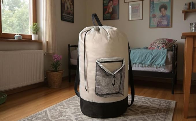 Laundry Bag Backpack with Shoulder Straps and Mesh Pocket Laundry Backpack - Image 3