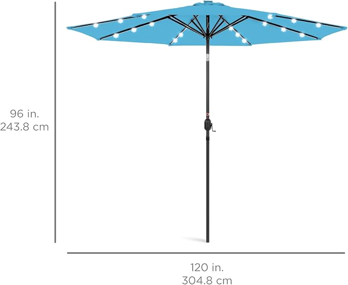 Best Choice Products 10ft Solar Polyester LED Lighted Patio Umbrella w/Tilt Adjustment and UV-Resistant Fabric - Image 7