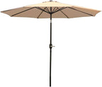 Sunnydaze Outdoor Patio Umbrella - Polyester Table Market Umbrella with Push-Button Tilt and Crank - 8 Sturdy Ribs - Beige - 9ft - Image 10