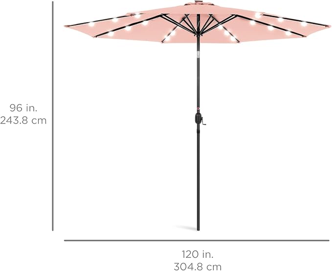 Best Choice Products 10ft Solar Polyester LED Lighted Patio Umbrella w/Tilt Adjustment and UV-Resistant Fabric - Image 7