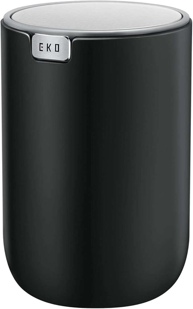 EKO Mini Desk Trash Can with Swing-Top Lid 0.4 Gallon Small Table Round by EKO
