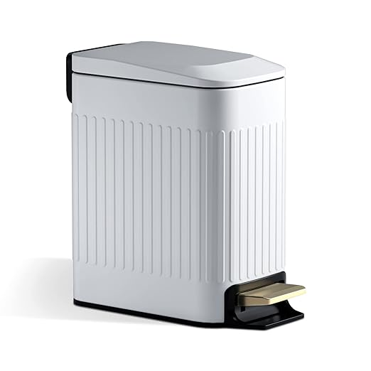 Small Bathroom Trash Can with Lid Soft Close-6L/1.6 Gal Slim Step Garbage by WelcometoCEROELDA