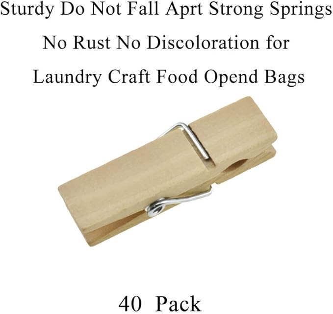 HAHIYO Wooden Clothes Pins Clothespins Wide Do NOT Fall Apart 1.77 inches - Image 5