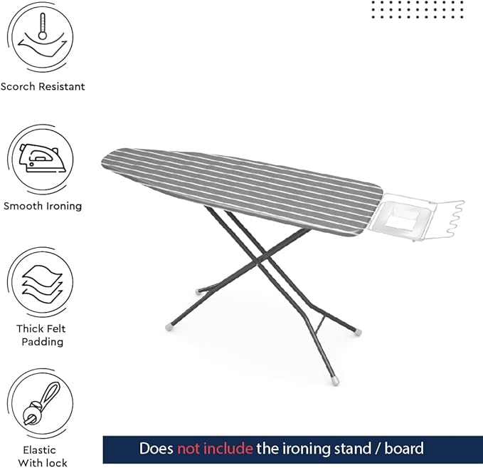 Encasa XO Ironing Board Cover and Pad 54"x15" - 4mm Felt Large Iron Board Cover - Image 3