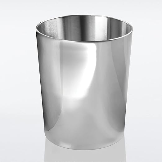 mDesign Round Metal Small 1.7 Gallon Recycle Trash Can Wastebasket, Garbage - Image 6