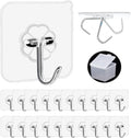 Adhesive Hooks, 20 Packs, 33lbs/15kg Premium Heavy Duty Wall Ceiling Hooks by QUALIALL