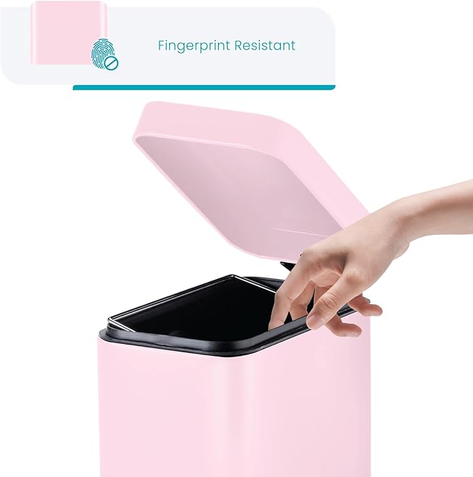 Home Zone Living 3-Pack 1.3 Gallon Small Pink Bathroom Trash Can - Image 5
