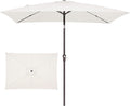 JEAREY 6.5x10 ft Rectangular Patio Umbrellas Outdoor Market Umbrella with Push Button Tilt and Crank, Rectangle Table Umbrella 6 Sturdy Ribs UV Protection for Pool Garden Backyard Deck, Cream-White by JEAREYOutdoorsCollection