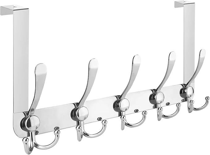 TICONN Over The Door Hooks, 5 Heavy Duty Tri Coat Rack All Metal Coat Hanger by TICONN