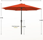MEWAY 9ft Patio Umbrella Outdoor Table Umbrellas with Push Tilt and Crank, Market Umbrella 8 Sturdy Ribs for Deck, Garden, Pool and Backyard, Red Orange - Image 7