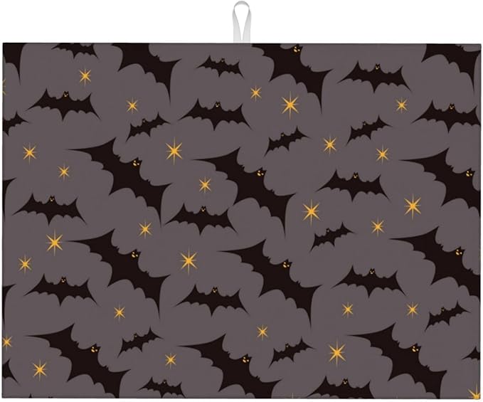 Star Bats Witchy Dish Drying Mat 18x24 by indokyeyqaz