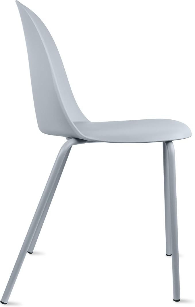 2xhome Modern Stackable Armless Dining Chair | Plastic Shell Seat with Metal Legs | Indoor or Outdoor Use | Home Kitchen Patio (4, Grey, No Padding) - Image 9