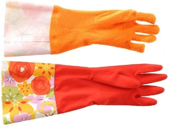 Home & Style 3 Pair Decorative Boutique Latex Cleaning Dishwashing Gloves - Image 3