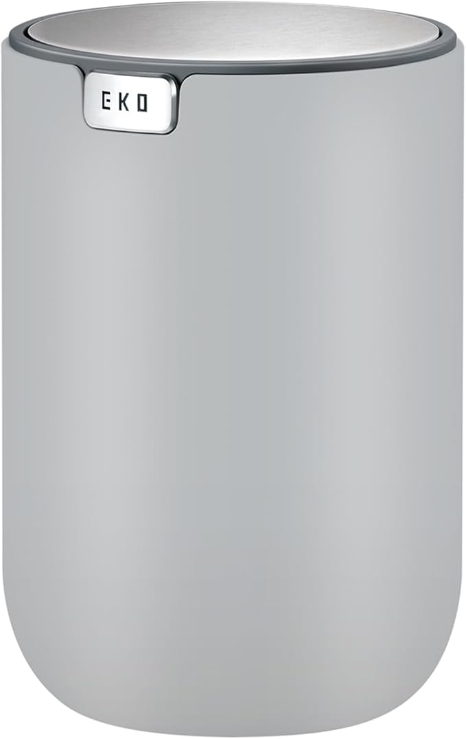EKO Mini Desk Trash Can with Swing-Top Lid 0.4 Gallon Small Table Round by EKO