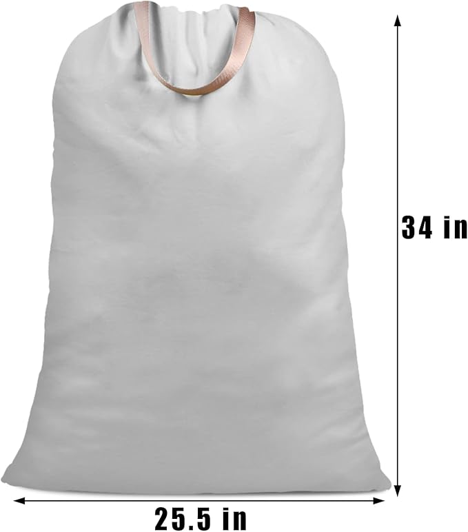 Cotton Canvas Laundry Bag with Handles & Drawstring Straps, Heavy Duty Extra - Image 4