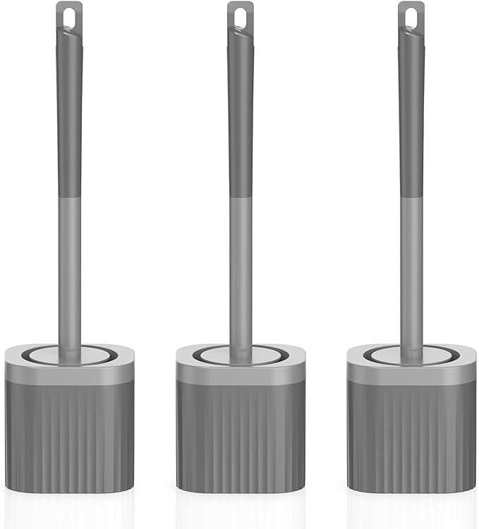 Toilet Brush, Compact Toilet Brush and Holder Set by EZKEY