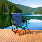 GCI Outdoor Kickback Rocker Camping Chair | Portable Folding Rocking Chair with Durable Armrests, Drink Holder & Relaxed Lowered Seat for Comfort — Heathered Royal - Image 5